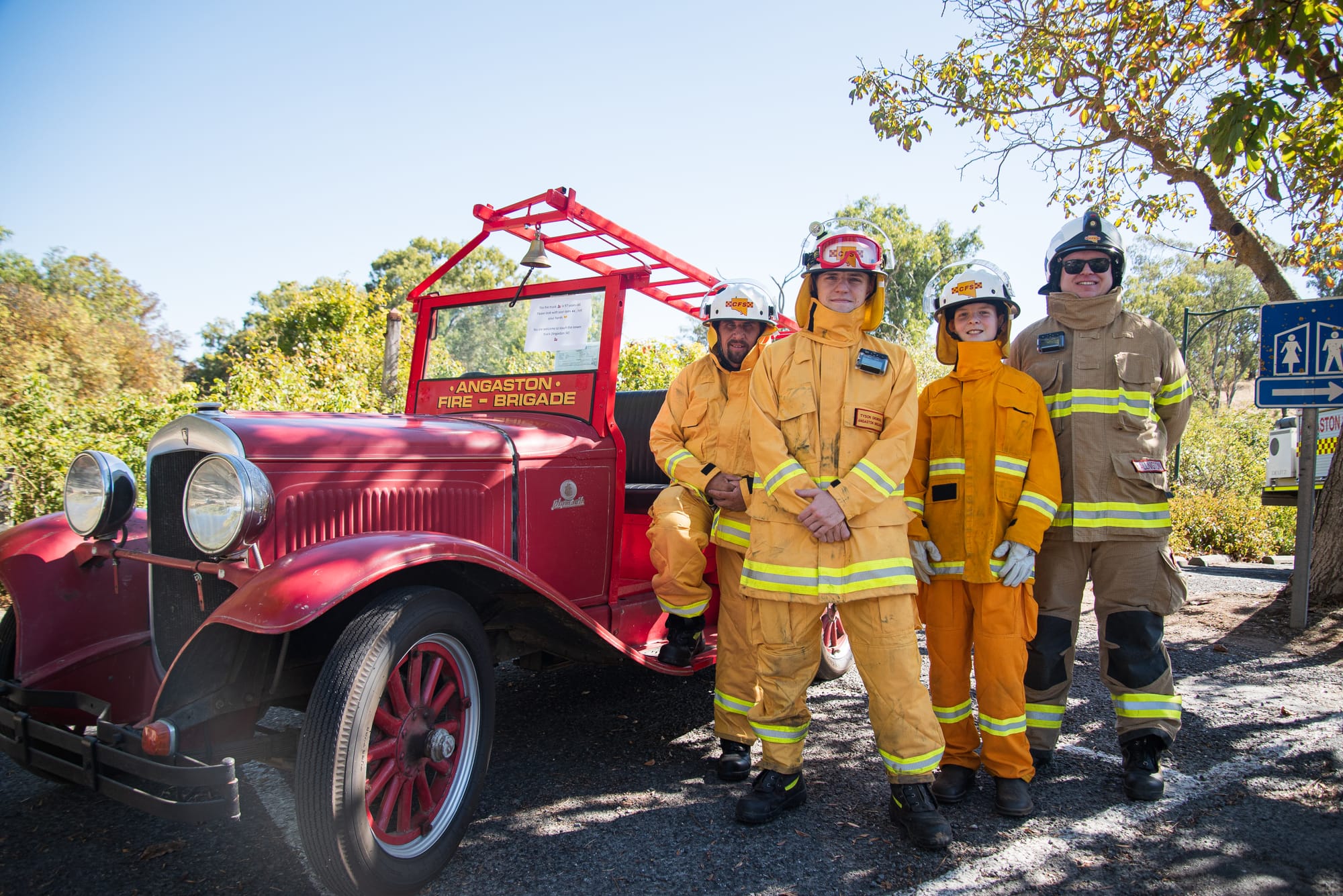 Angaston Brigade CFS members Simon Mayberry, Tyson Grundell, Oliver Pryde and Harry Allington. Photos by Matt Webster