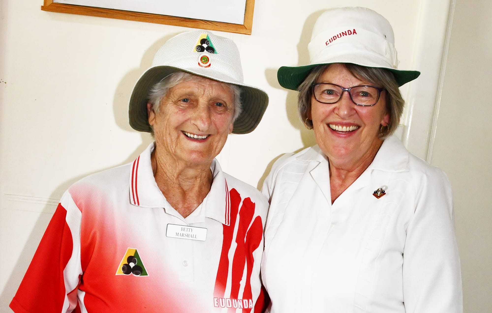 Betty Marshall wearing the current uniform, Liz Kleinig in an older-style uniform.