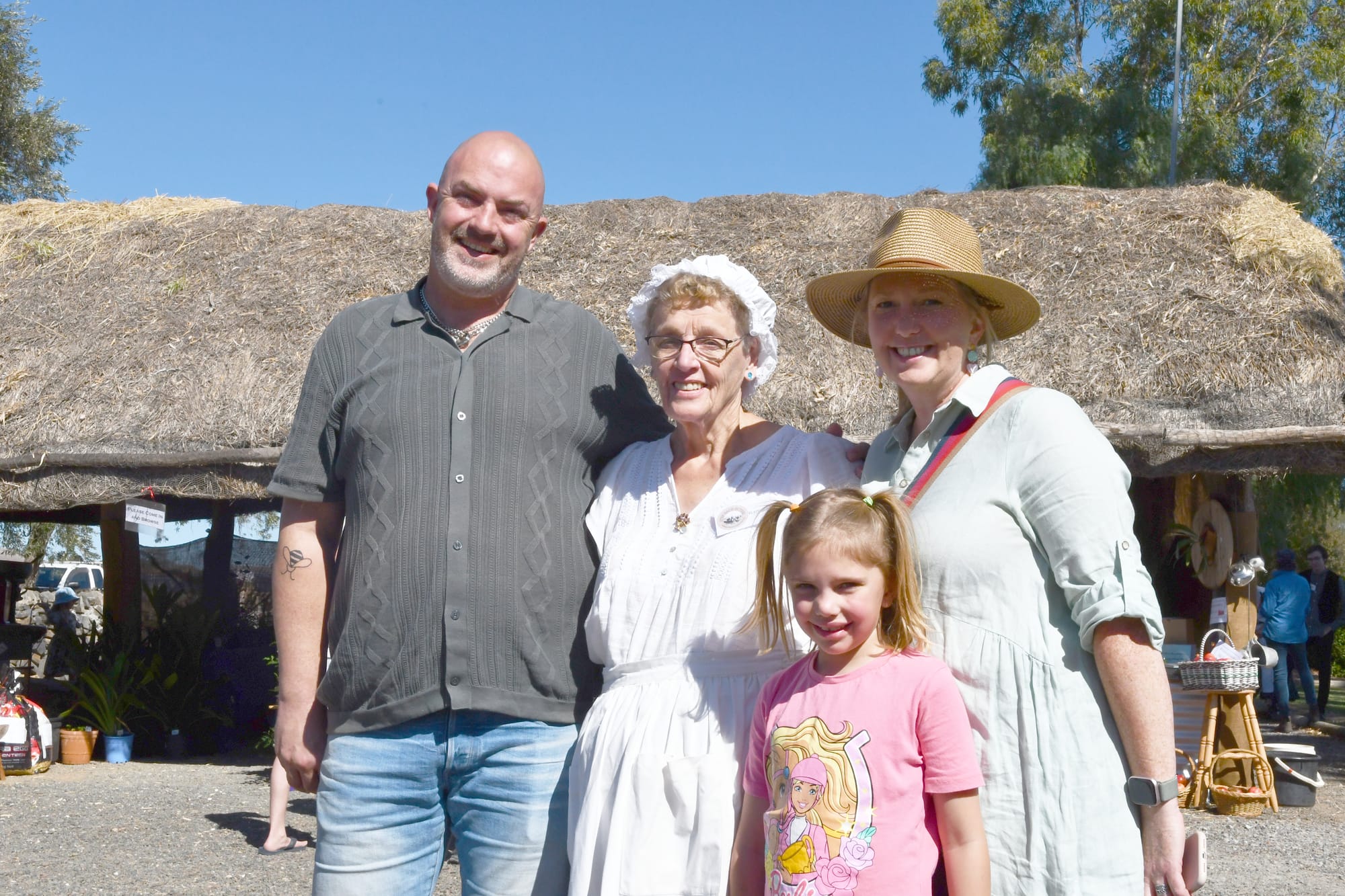 Wednesday - Step Back In Time - Michael Robinson from Melbourne, Ramona Gierke from Nuriootpa,  and Lulu Gierke and Kate Howie from Nildottie. Photo, Clem Stanley.