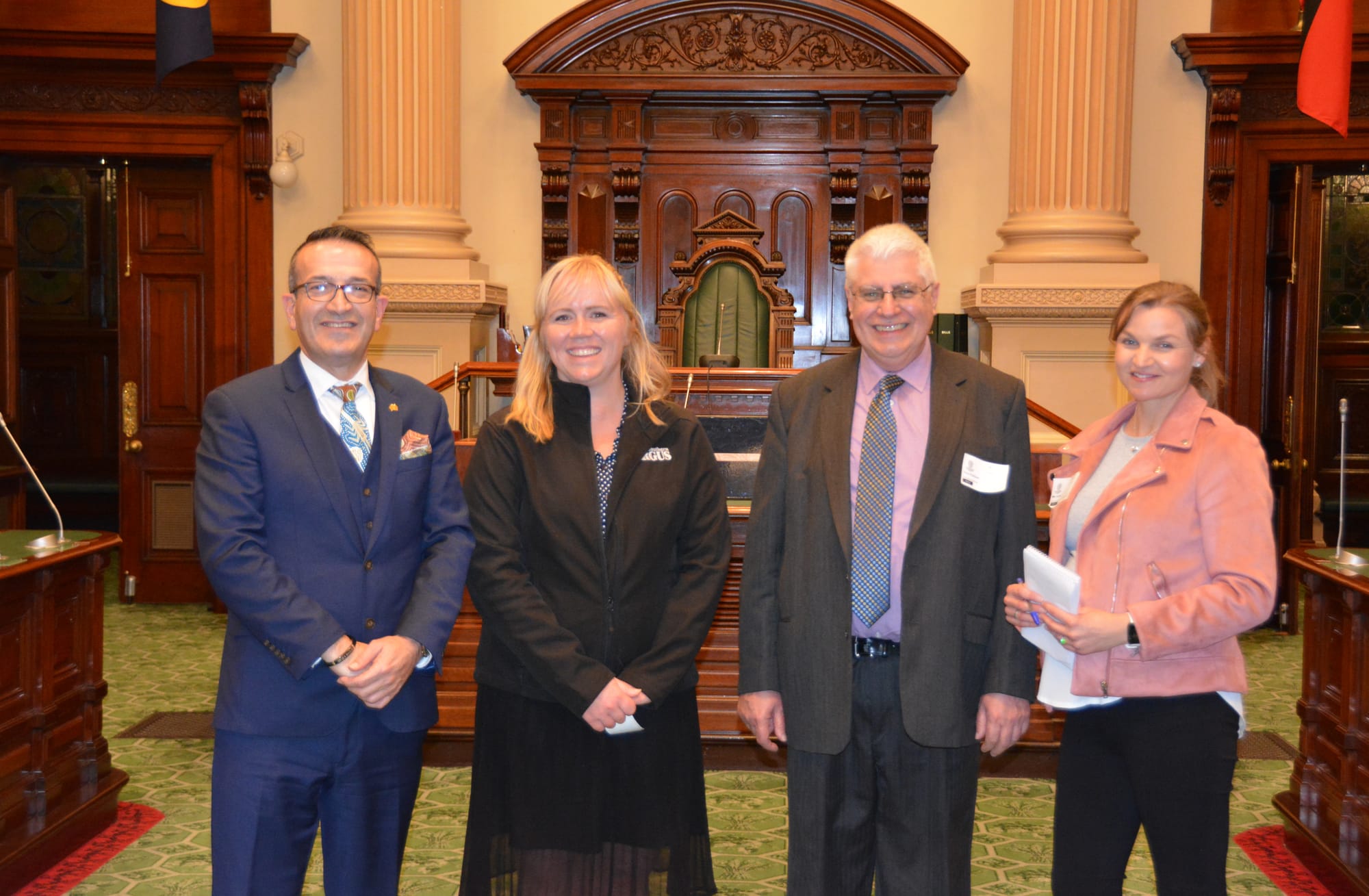 Journalists attend media briefing at Parliament House