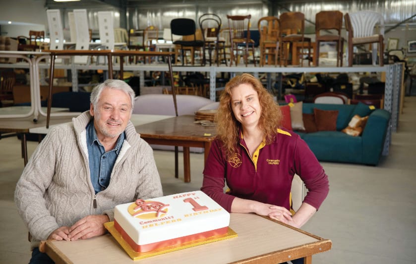Quiet first birthday for Community Helpers warehouse