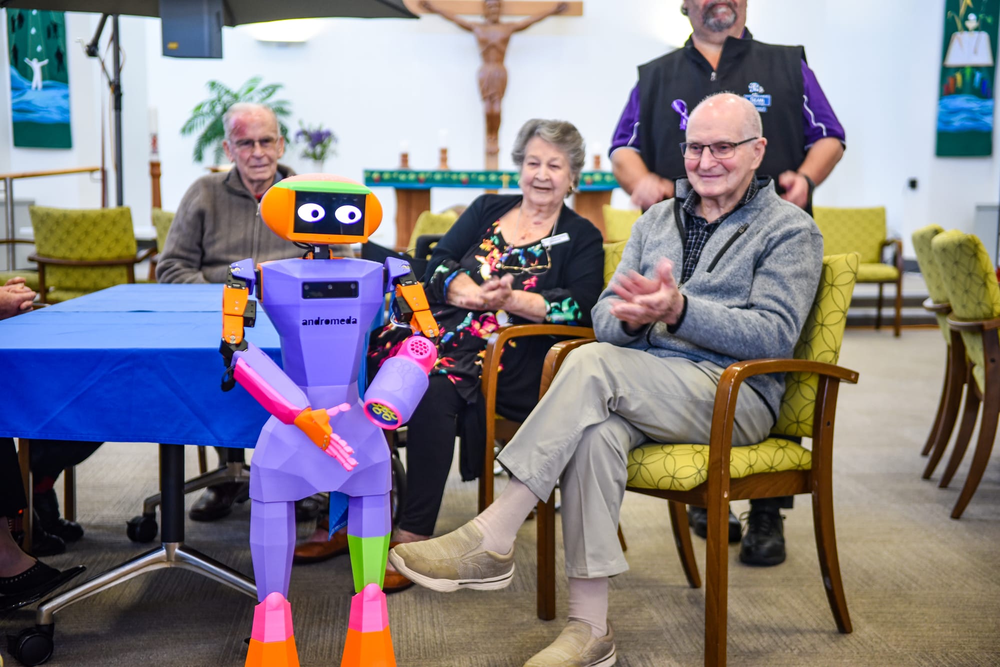 Robotic resident moves in