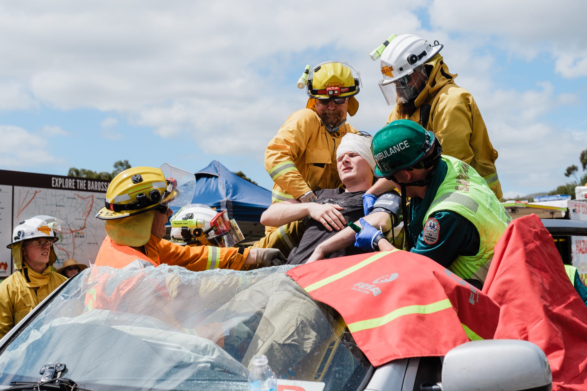 Local emergency services unite for fiery display