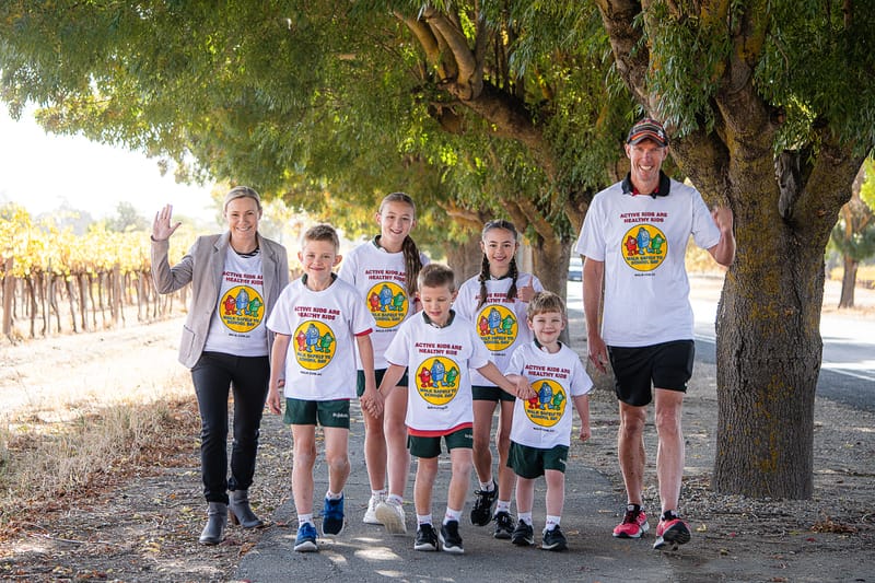 Students smile for walk to school post image